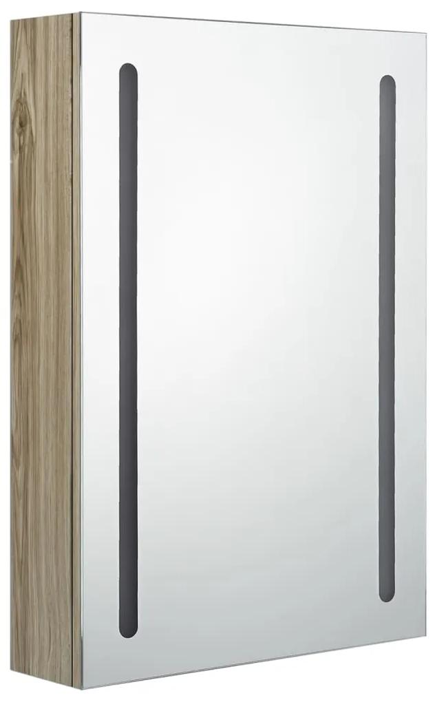 Dulap de baie cu oglinda si LED, stejar, 50x13x70 cm Stejar, 50 x 13 x 70 cm