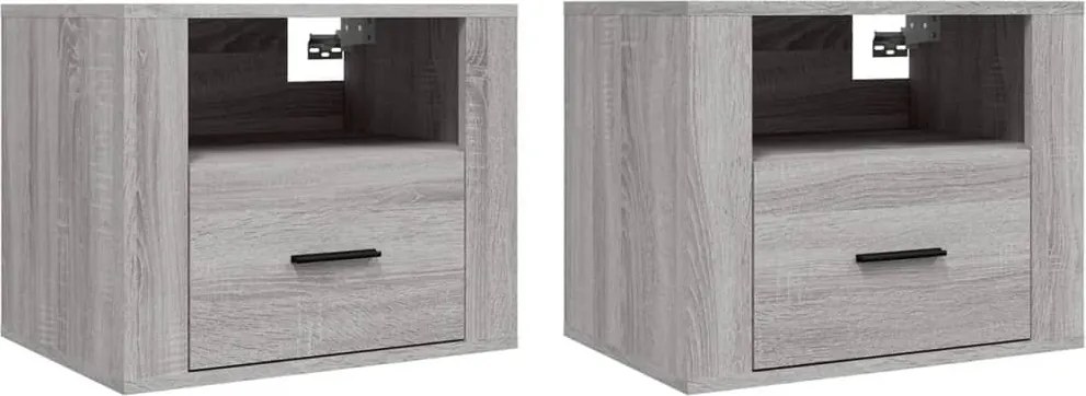 vidaXL Noptiere de perete, 2 buc., gri sonoma, 50x36x40 cm