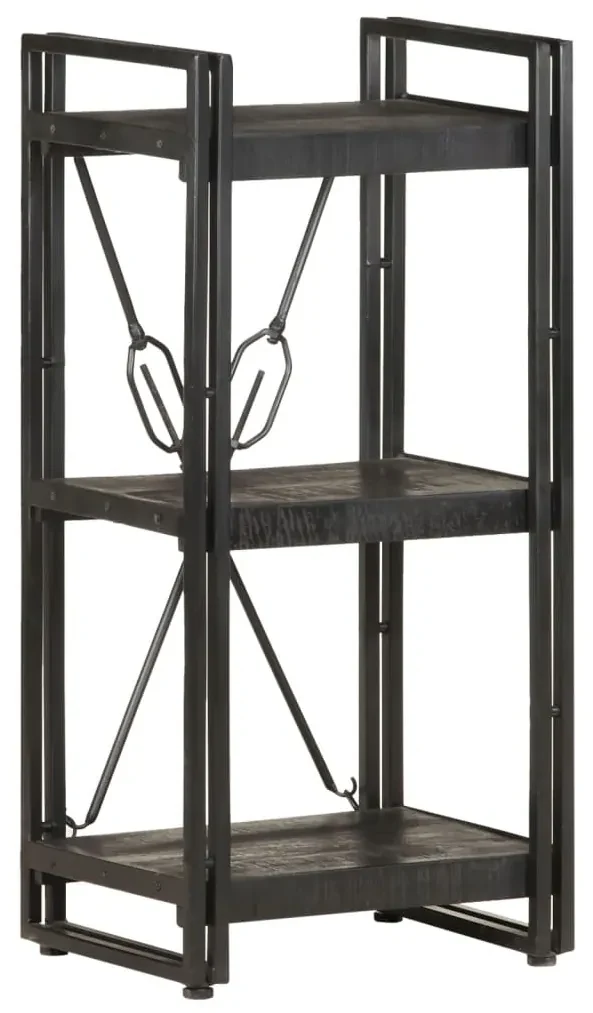 320625 vidaXL Bibliotecă cu 3 rafturi, negru, 40x30x80 cm, lemn masiv mango