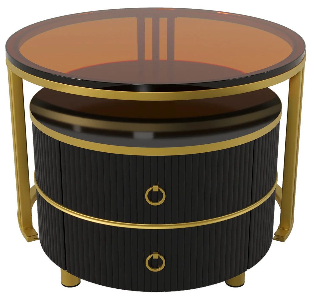 Măsuță de cafea 2-în-1 Rotundă din MDF, Negru | Aosom Romania