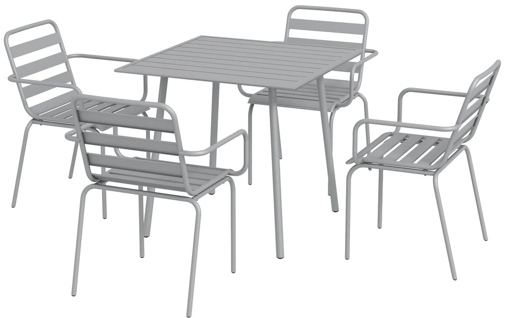 Outsunny Set de masă de grădină de 5 piese, Set de mobilier de exterior, rezistent la intemperii, design modern, 80 x 80 x 74 cm, Gri | Aosom Romania