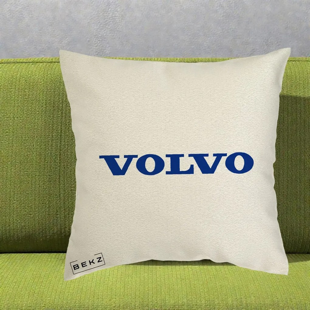 Perna Personalizata cu emblema Volvo, 40x40 cm, Ecru, Husa Detasabila, Perna Inclusa, BEKZ®