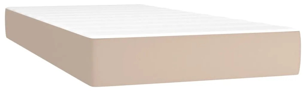 Pat box spring cu saltea, cappuccino, 100x200cm piele ecologica Cappuccino, 100 x 200 cm, Design simplu