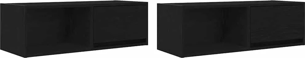 vidaXL Dulapuri TV 2 buc Stejar negru 80x31x25,5 cm Lemn prelucrat