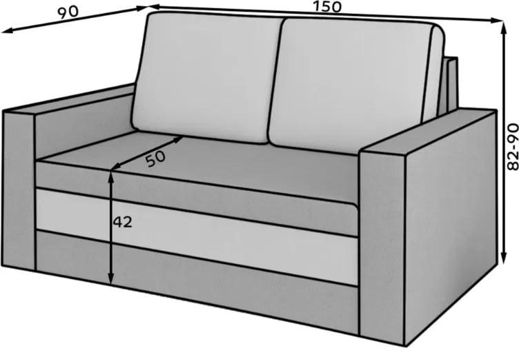 Canapea extensibila 2 locuri WAVE, verde inchis