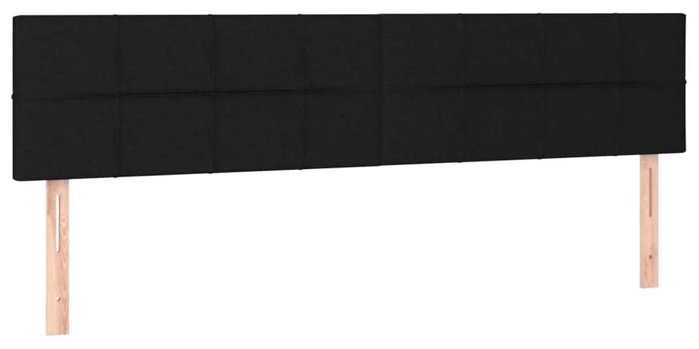 Pat cu arcuri, saltea si LED, negru, 180x200 cm, textil Negru, 180 x 200 cm, Cu blocuri patrate