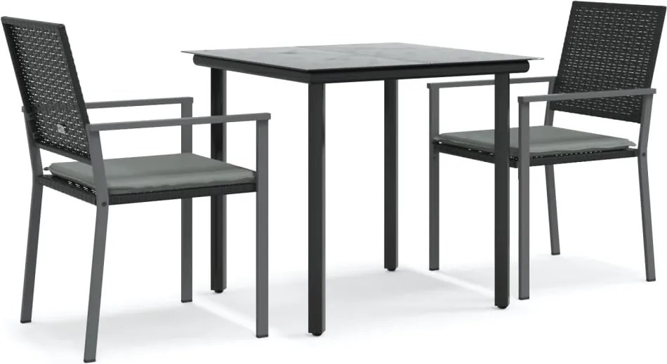 vidaXL Set mobilier de grădină cu perne, 3 piese, poliratan și oțel