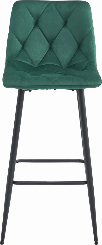 OFERTA Scaun de bar verde inchis NADO VELVET cu picioare negre Calitatea a II-a