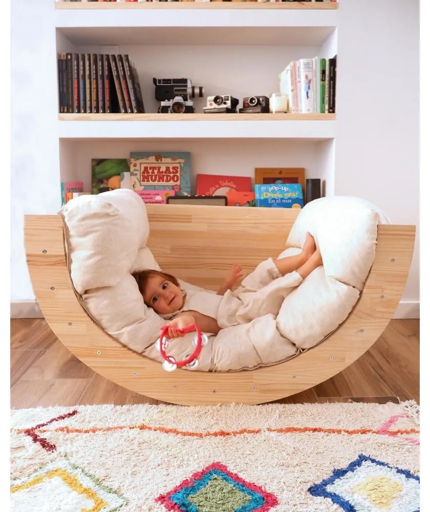 Leagăn în culoare naturală din lemn de pin 60x100x60 cm Montessori – Little Nice Things