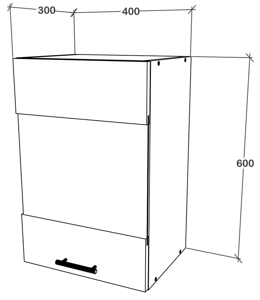 Corp haaus Karo, O Usa, cu sticla, Gri Lucios/Alb, MDF, 40 x 30 x 60 cm