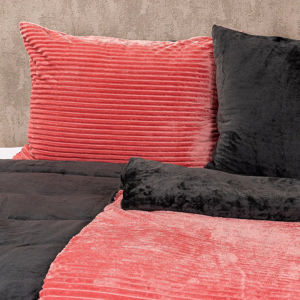 Lenjerie de pat din micro-flanelă 4Home Stripe, roz, 140 x 200 cm, 70 x 90 cm