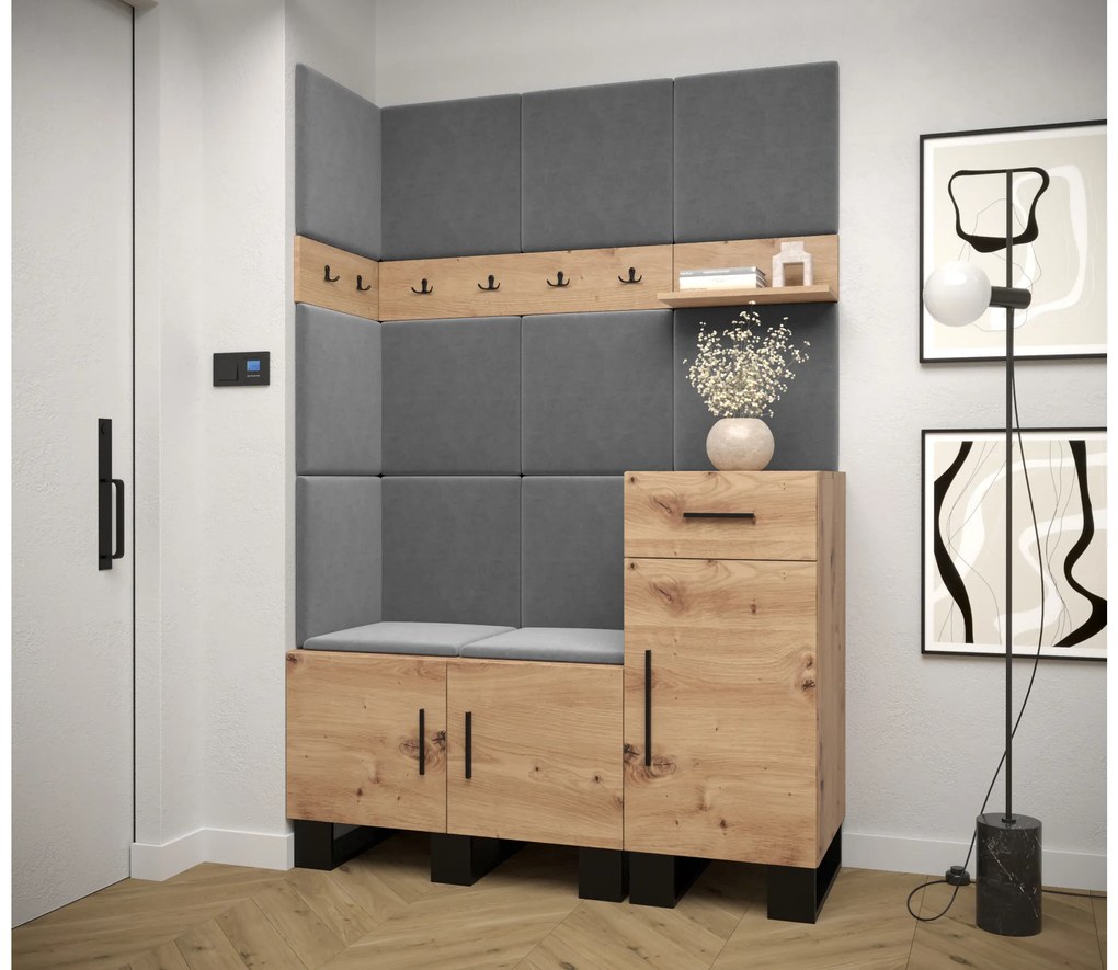 Set mobilier pentru hol Amanda 10 (Stejar artisan + gri închis). 1085941