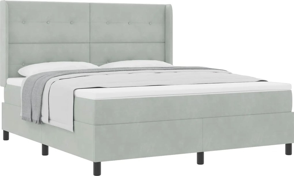 vidaXL Pat cu arcuri cu saltea Gri deschis 180 x 200 cm Catifea