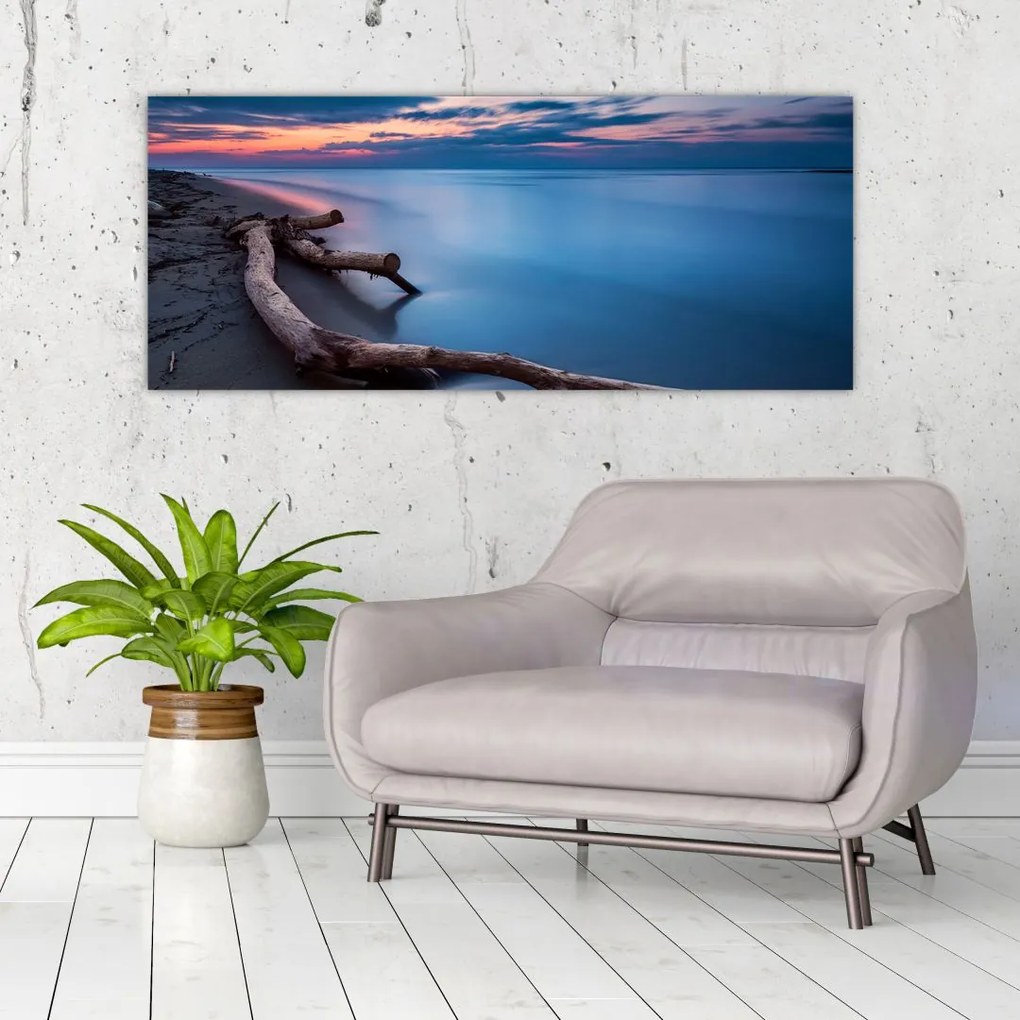 Tablou cu plaja în apus de soare (120x50 cm)