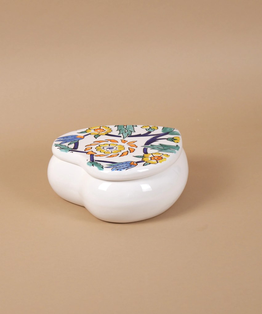 Cutie de depozitare inimioara din ceramică decorativă Flori Multicolor
