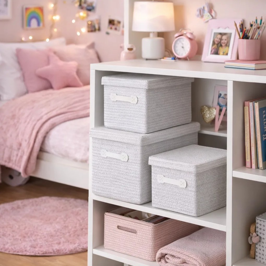 Set 3 piese coșuri de depozitare Kela, alb