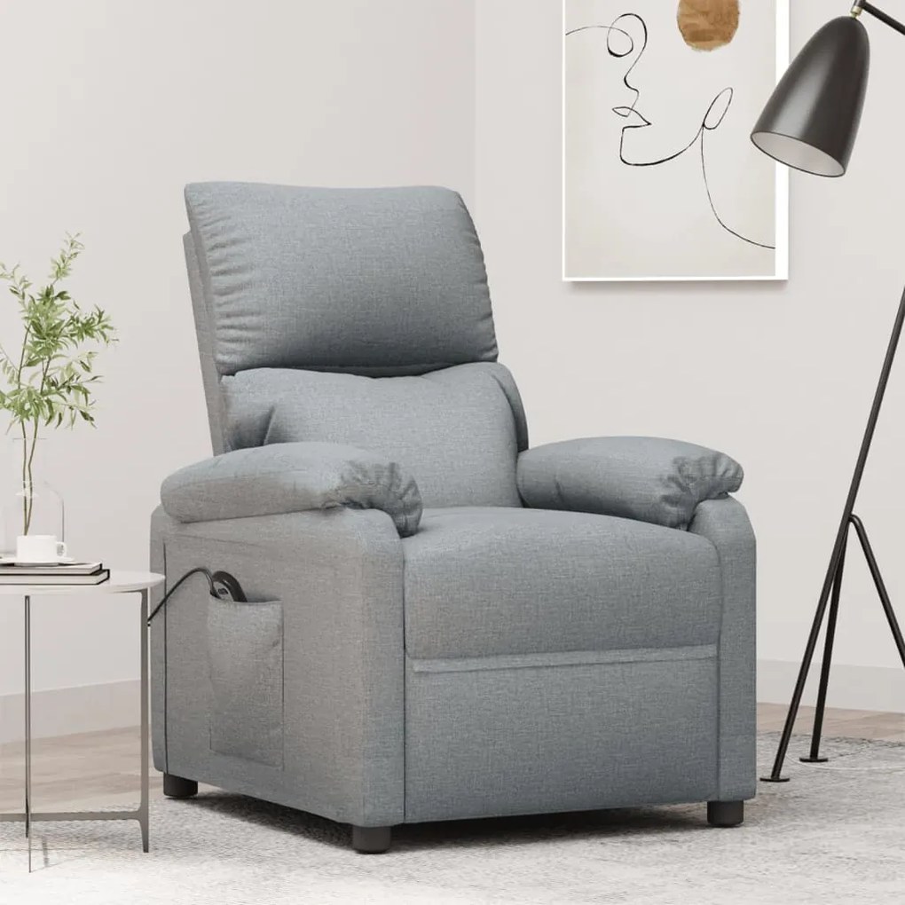 3073823 vidaXL Fotoliu rabatabil electric, gri deschis, textil