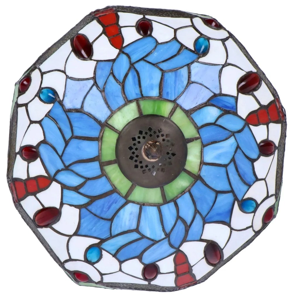 Lampa de masa Tiffany Blu h 45 cm, abajur 30 cm