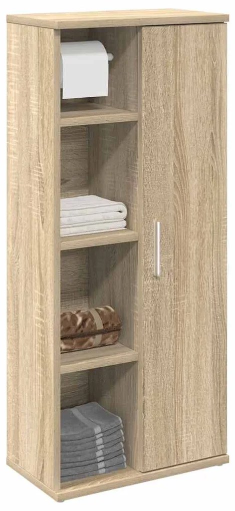 858526 vidaXL Dulap de baie cu suport role, stejar sonoma, 39x22x90 cm