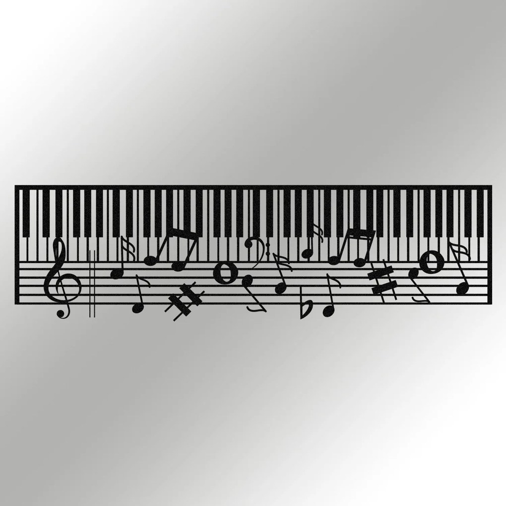 Decoratiune perete Piano - M121, negru, metal, 70x30 cm