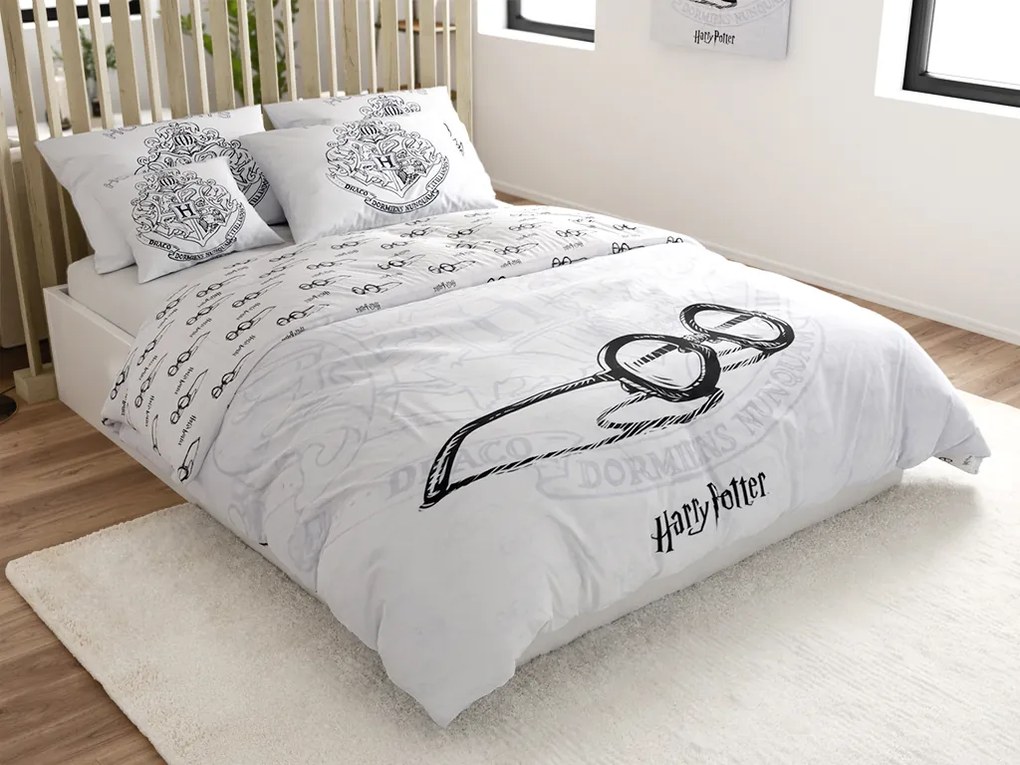 Lenjerie de pat luminoasa HARRY POTTER VISION alba Dimensiune lenjerie de pat: 70 x 90 cm | 140 x 200 cm