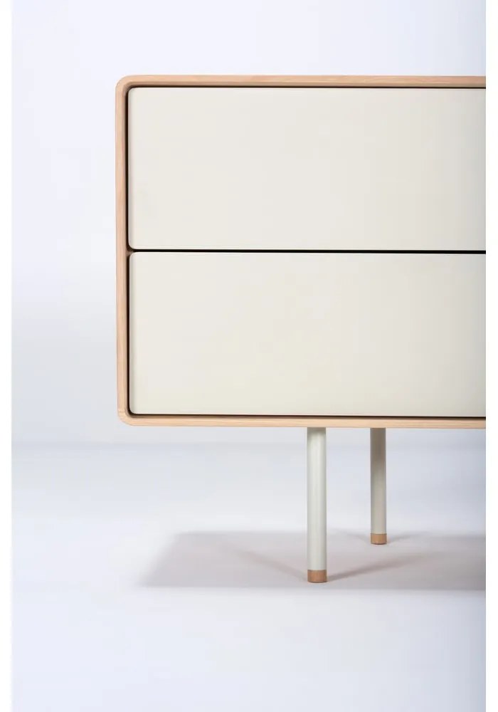 Comodă TV albă/în culoare naturală din lemn de stejar 150x64 cm Fina – Gazzda