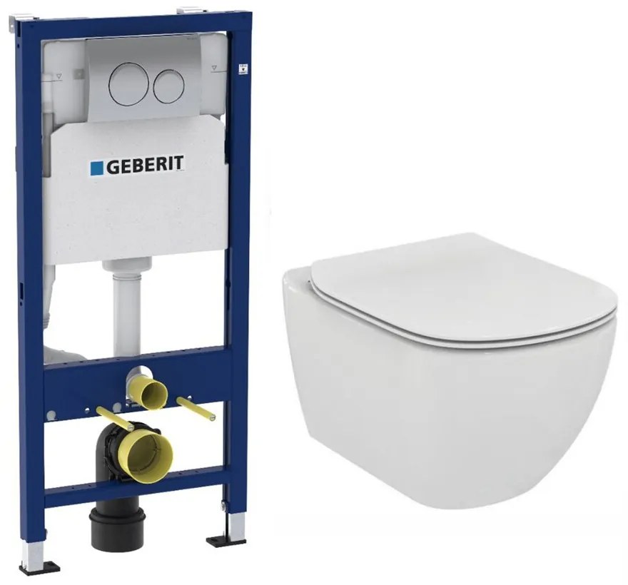 Set vas wc suspendat Ideal Standard Tesi AquaBlade cu capac clapeta si rezervor Geberit Duofix Delta Plus