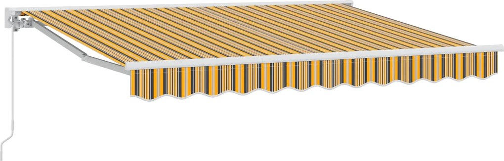 vidaXL Copertină retractabilă manuală Galben, Gri și Alb 3 x 2,5 m
