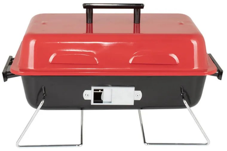 Grаtar pe cаrbuni Muhler 1003818, 40.5x26 cm, Cu capac, Gril galvanizat, Compact pentru calatorii, Rosu/Negru
