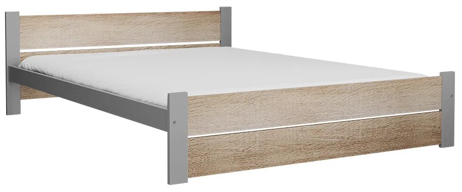 Pat de o persoana IKAROS DOUBLE 120 x 200 cm, stejar sonoma/gri Saltele: Cu saltele Deluxe 10 cm, Somiera pat: Cu lamele drepte