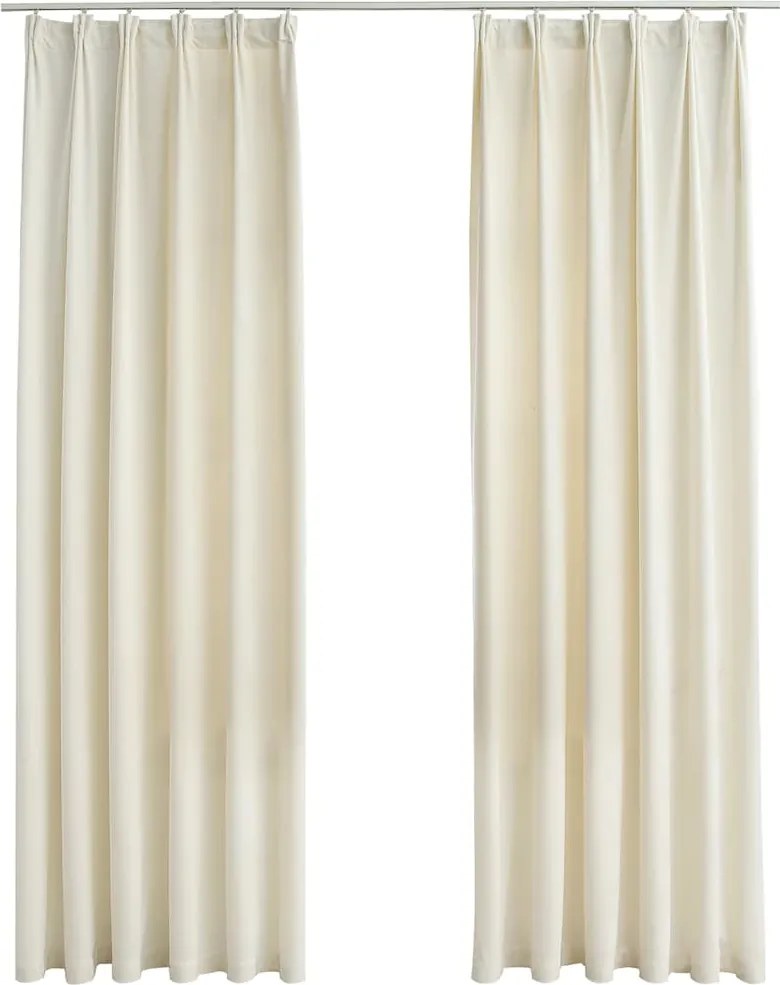 vidaXL Draperii opace cu cârlige, 2 buc., crem, 140x225 cm, catifea