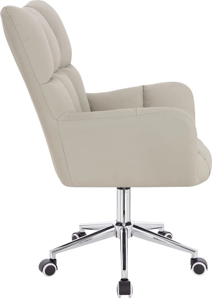 HR650K Scaun Ecru Piele Ecologica Premium Soft cu Bază Cromata