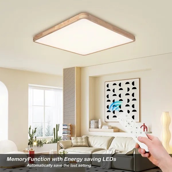 BRILAGI - Corp de iluminat LED dimabil WOODLINE SQUARE LED/180W/230V, finisaj stejar, 100x100 cm + telecomandă