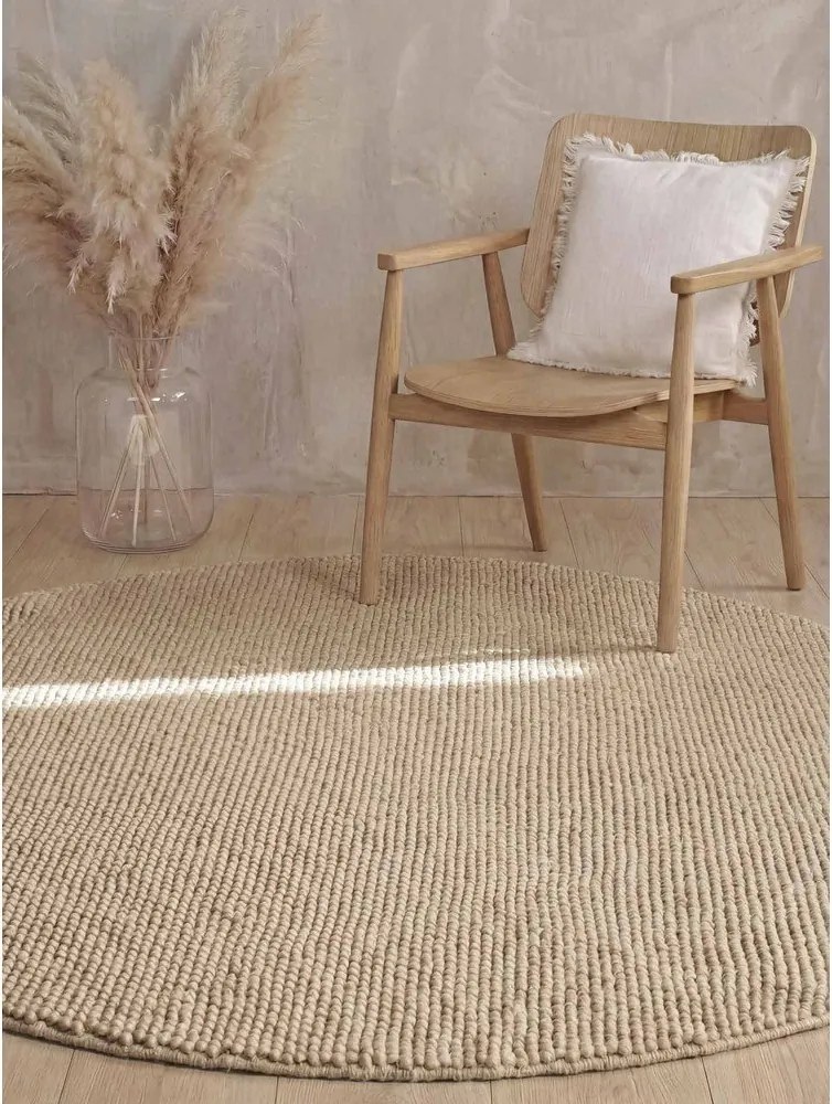 Covor bej țesut manual rotund din lână ø 200 cm Richmond Diana – Ted Baker