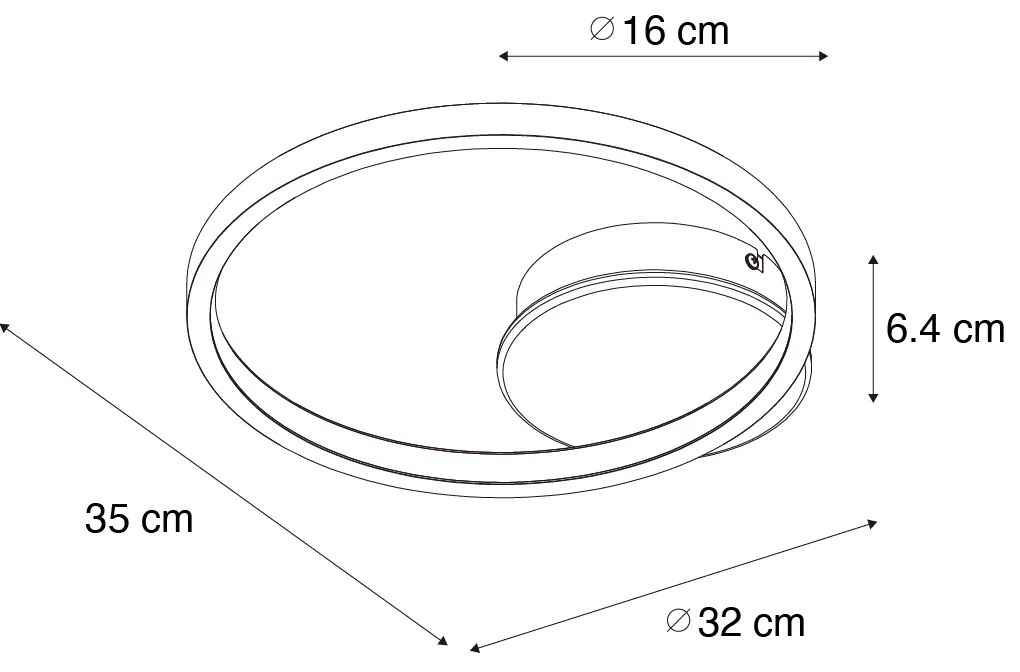 Plafonieră modernă neagră cu lemn, incl. LED cu 3 trepte de intensitate luminoasă - Alec