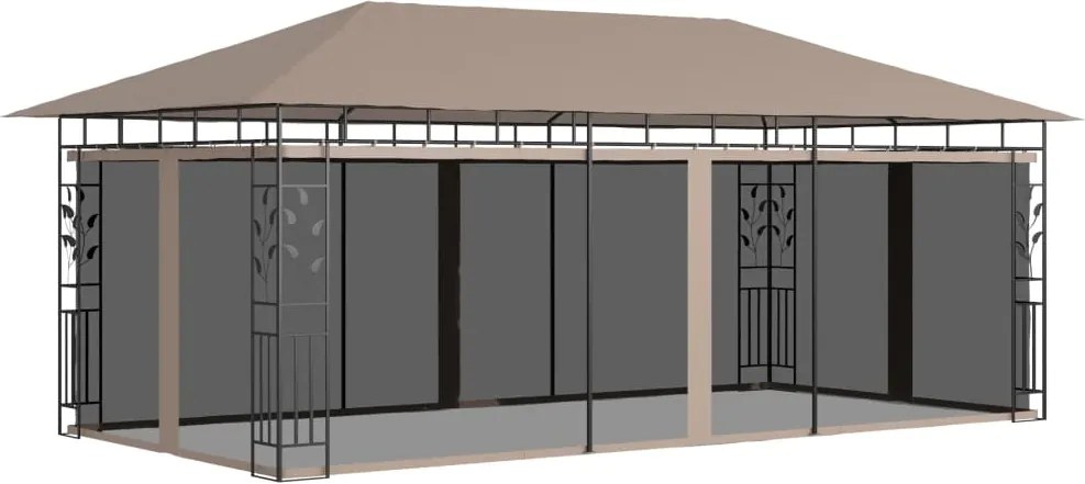 vidaXL Pavilion cu plasă anti-țânțari, gri taupe, 6x3x2,73 m, 180 g/m²