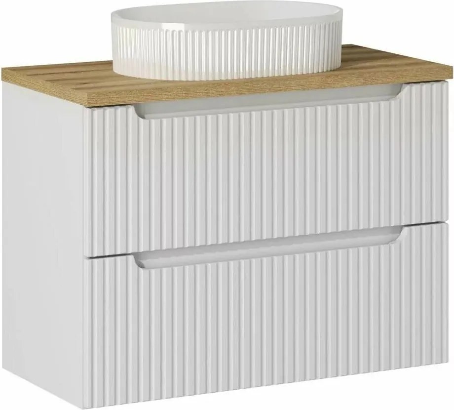 Set dulap baza suspendat 80 cm cu blat si lavoar Comad Nova alb