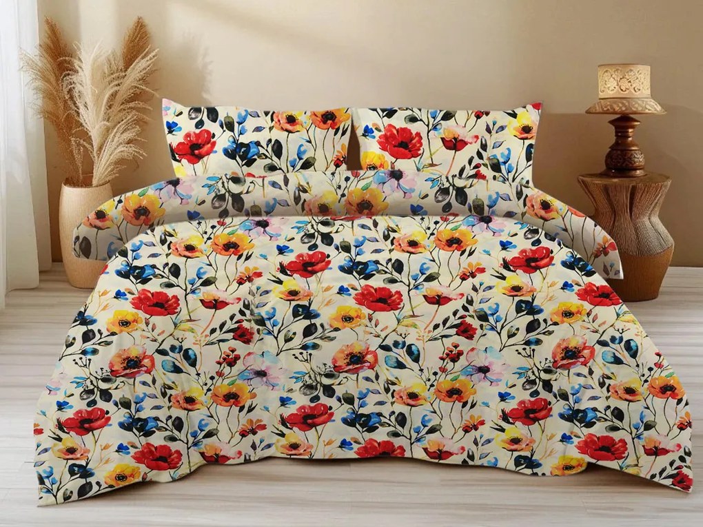 Lenjerie de pat din bumbac FLOREEN crem Dimensiune lenjerie de pat: 2 buc 70 x 90 cm | 200 x 220 cm
