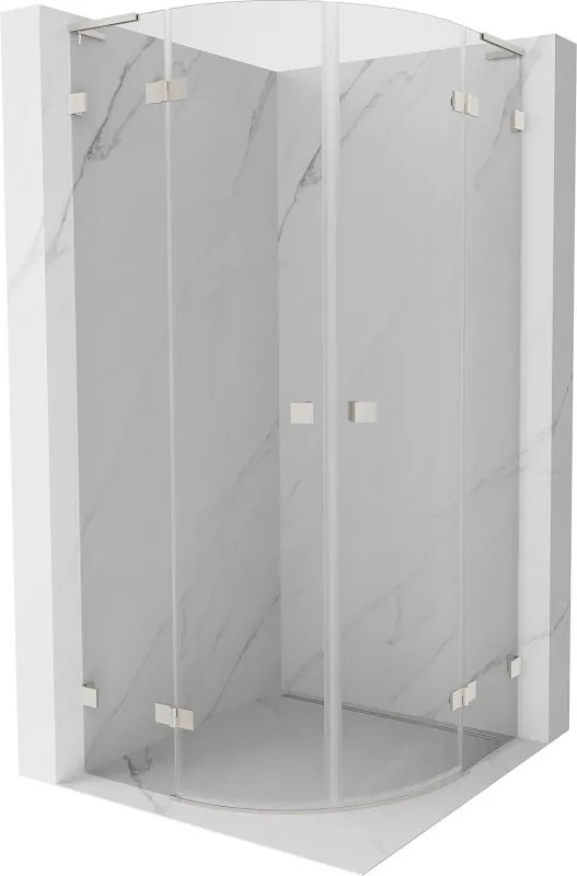 Mexen Lunar L cabină de duș semirotundă basculantă 70 x 70 cm, transparent, nichel periat - 833L-070L-070P-97-00