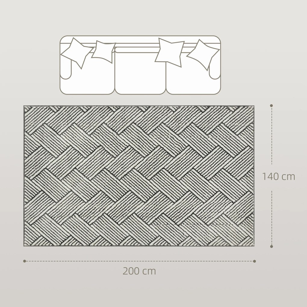 HOMCOM Covor salon 200 x 140 cm blană scurtă lavabil la maşină hipoalergenic pentru salon, dormitor, birou, gri | Aosom Romania