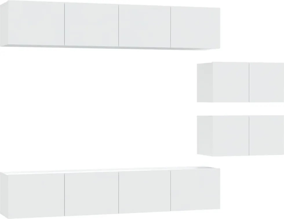 vidaXL Set dulap TV, 6 piese, alb, lemn prelucrat