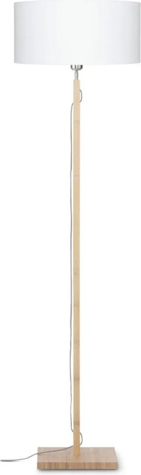 Lampadar modern cu baza din lemn si abajur textil FUJI, alb FUJI/F/4723/W