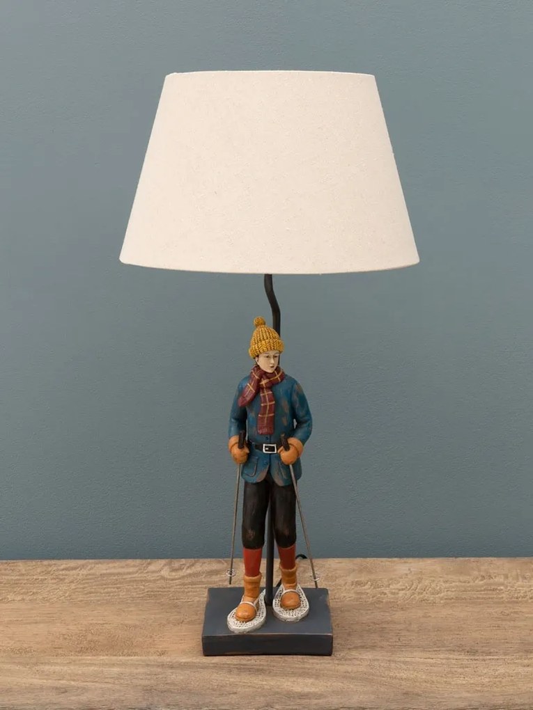 Lampa de masa, din rasina, cu abajur din bumbac, Hiking