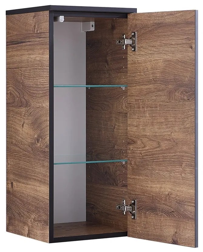 Dulap de baie suspendat cu aspect de lemn de stejar 30x72 cm Set 374 - Pelipal