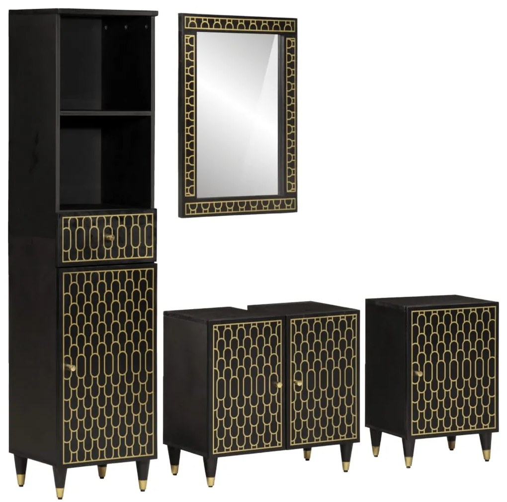 vidaXL Set mobilier de baie, 4 piese, lemn masiv de mango