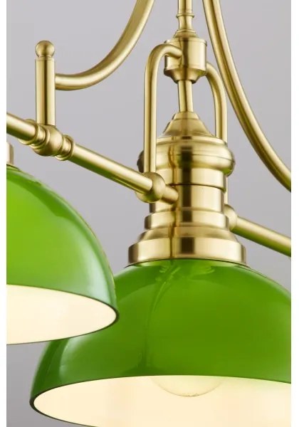 Lustră cu tijă PLATINO Jupiter 2074, 3xE27/15W/230V, verde/auriu