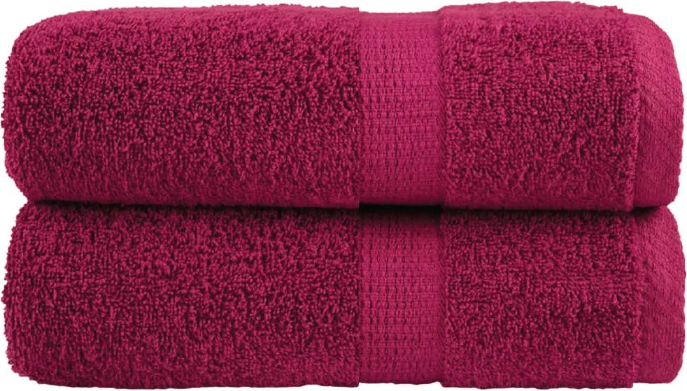 vidaXL Prosoape de baie premium, SOLUND, 2 buc., bordeaux, 30x30 cm, 600 g/m²