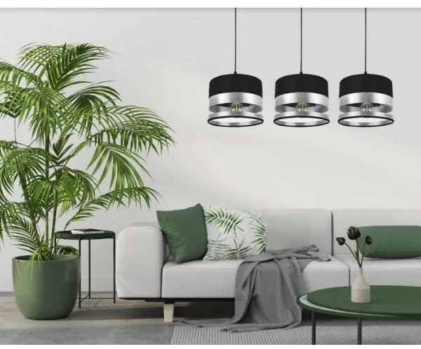 Lustră pe cablu MILO 3xE27/60W/230V argintie/neagră