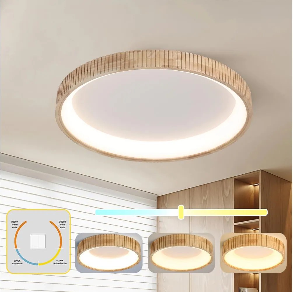 Brilagi - Plafonieră LED FALCON WOOD MODERN, 60 W, 230 V, Ø 80 cm, lemn