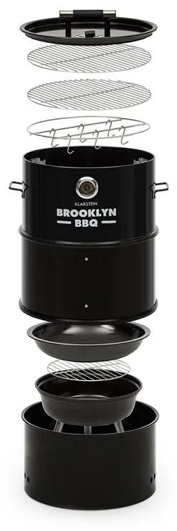 Brooklyn-BBQ, 4-în-1, grill butoi, Ø 42 cm, oțel, vopsea pulbere